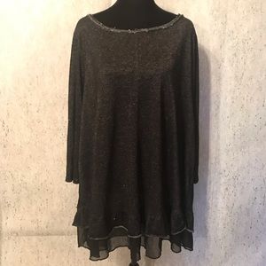 Black Top with Ruffle Bottom